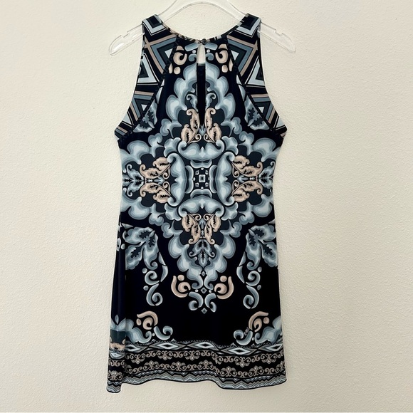 Hale Bob Emery Dress A-Line Sleeveless Stretch Blue Black White Gray Size Small - Picture 8 of 16
